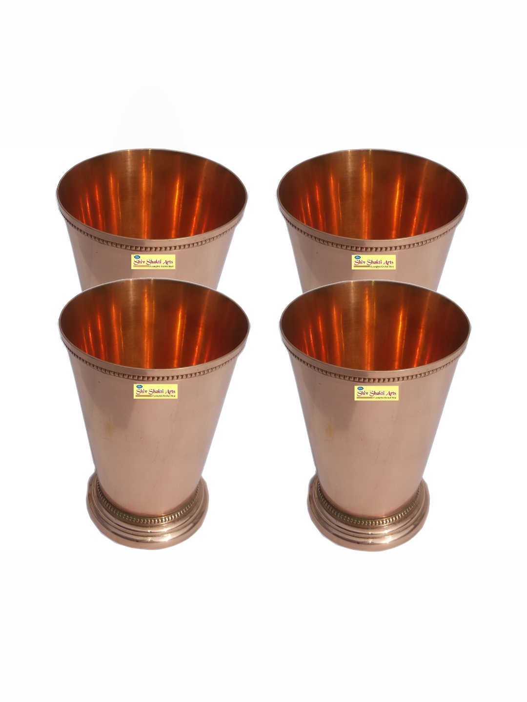 

Shivshakti Arts 4 Pieces Easy to Clean Copper Water Glass 300ml