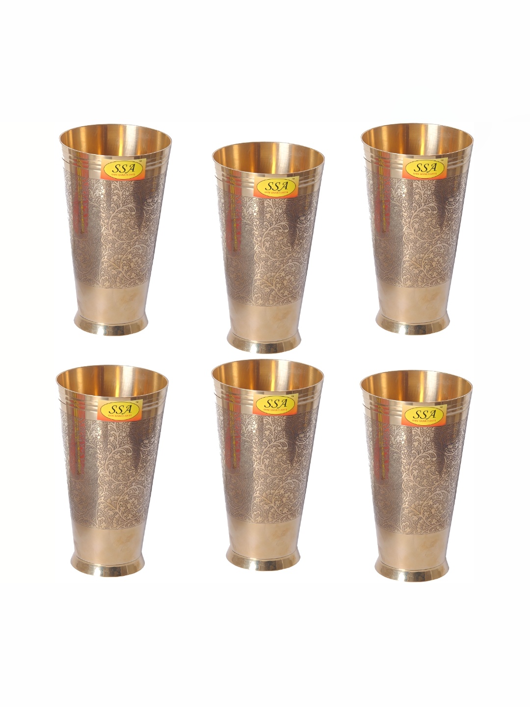 

Shivshakti Arts Gold Toned 6 Pieces Easy to Clean Brass Water or Juice Glass 700ml