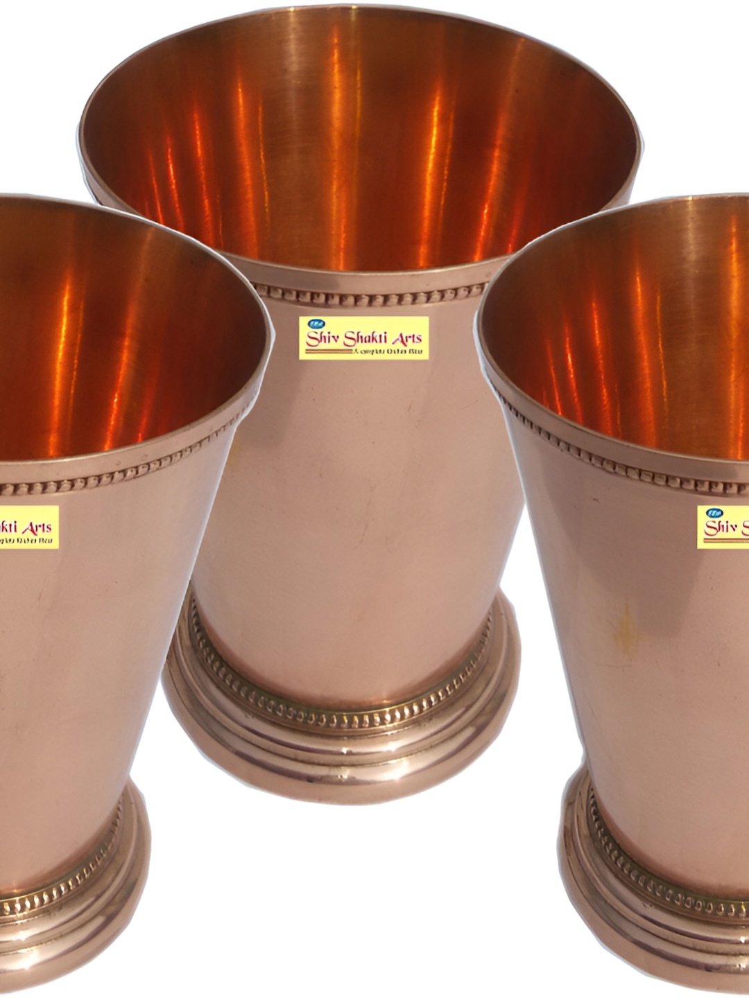 

Shivshakti Arts Brown 3 Pieces Copper Easy To Clean Water Glasses 300 ML