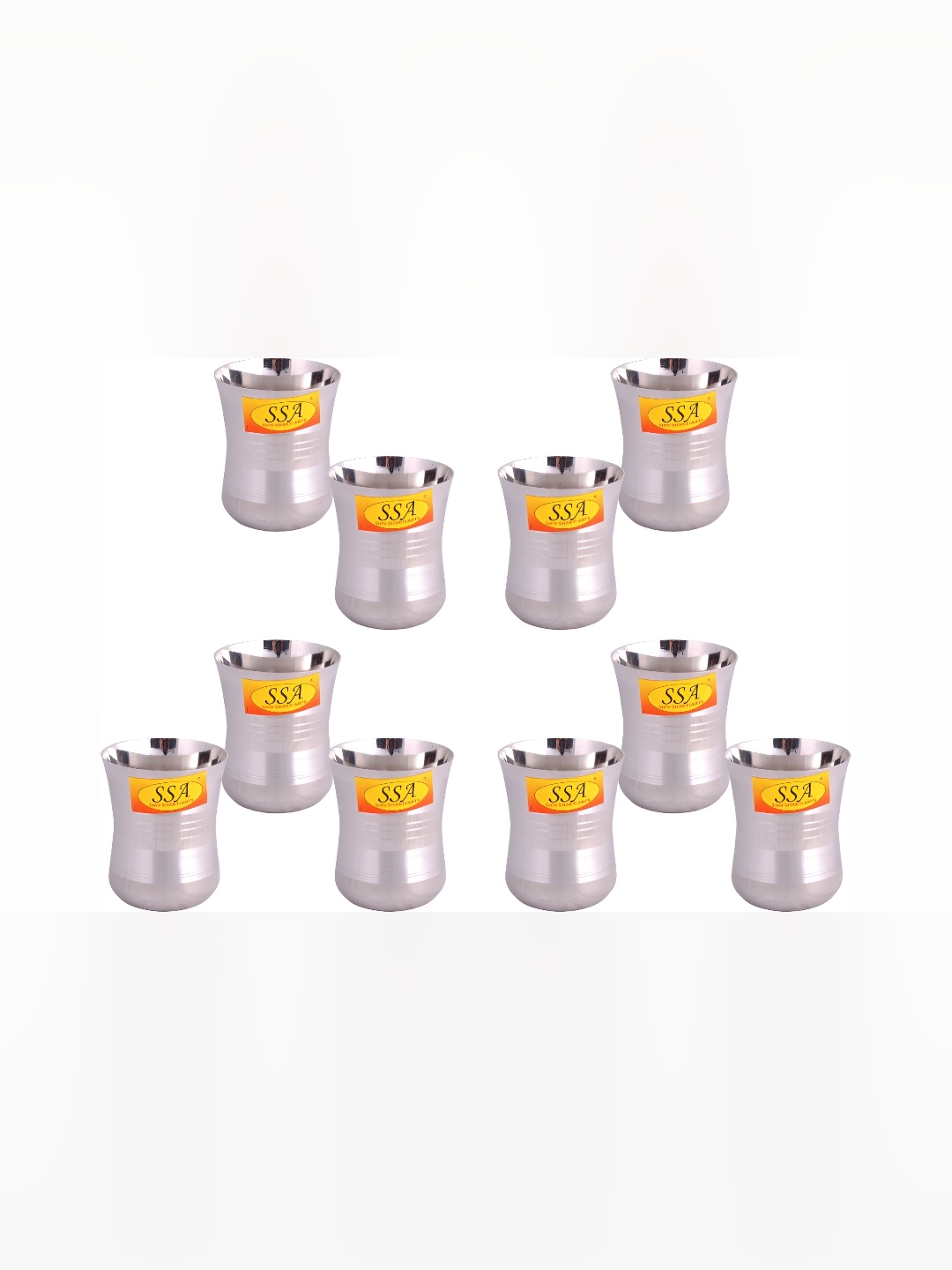 

Shivshakti Arts 10 Pieces Easy to Clean Stainless Steel Water Glass 150ml