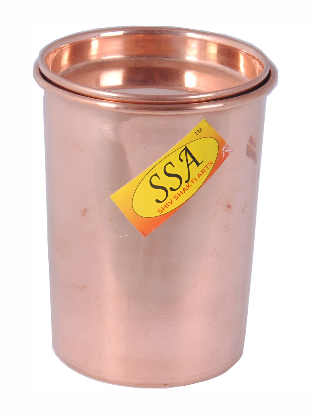 

Shivshakti Arts Copper Toned Easy to Clean Copper Water Glass With Lid 300 ML