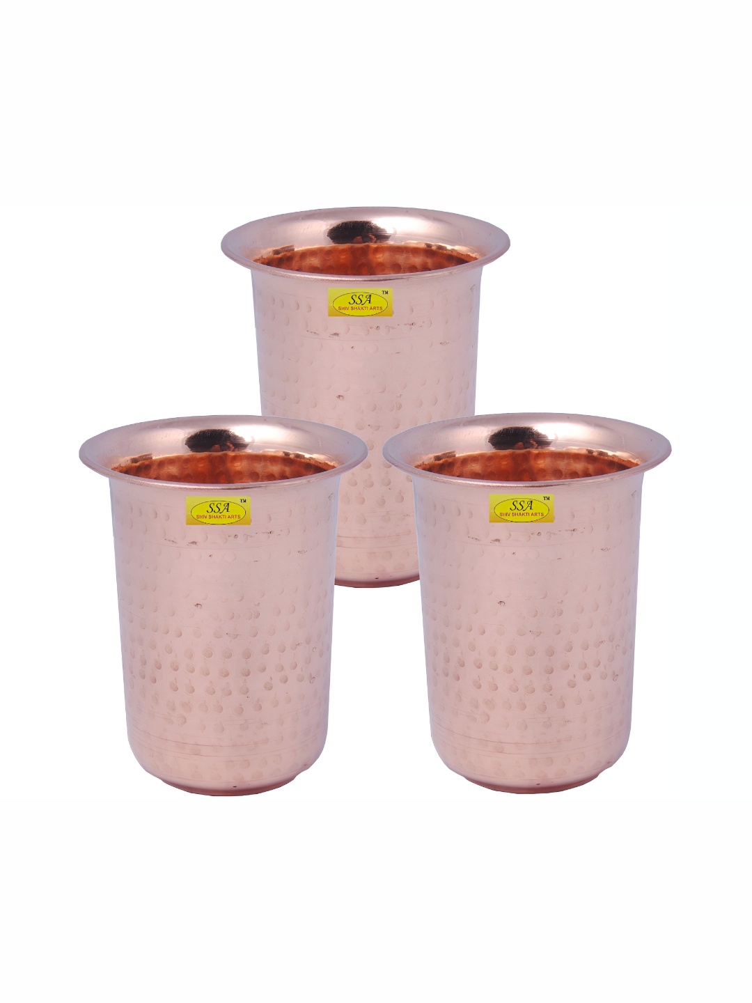 

Shivshakti Arts 3 Pieces Easy to Clean Copper Water Glass 300ml