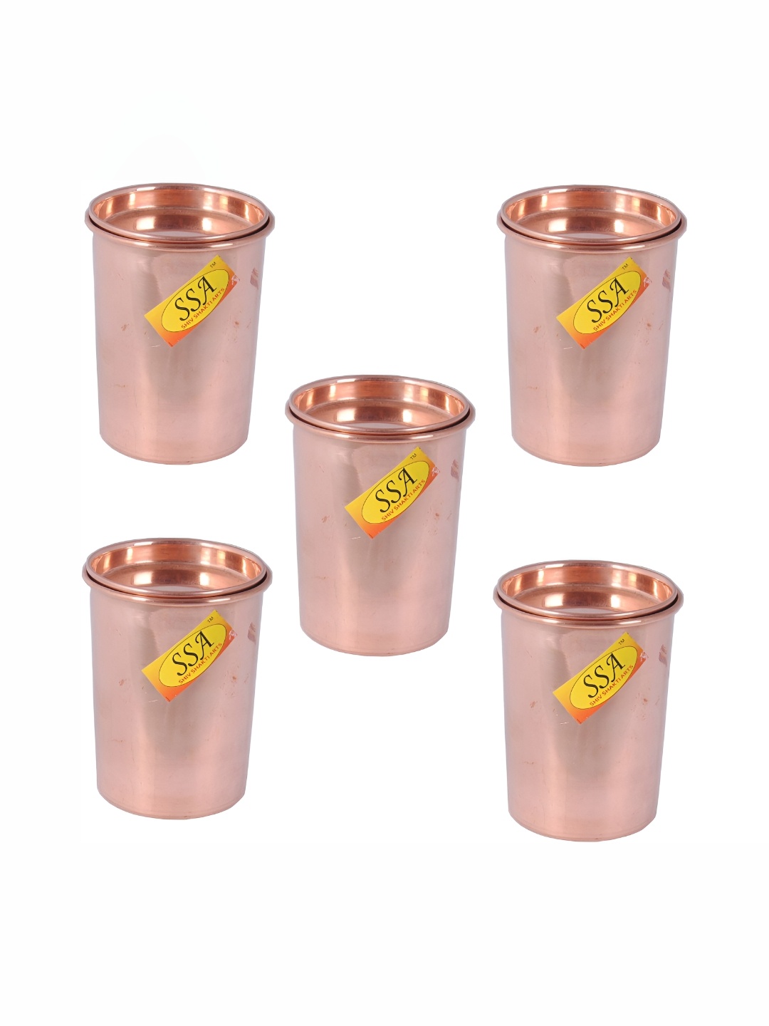

Shivshakti Arts Brown 5 Pieces Copper Easy To Clean Water Glasses 300 ML