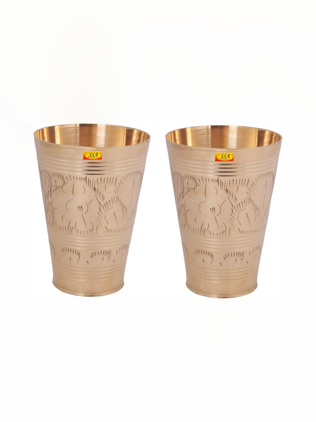 

Shivshakti Arts Gold Toned 2 Pieces Easy to Clean Brass Water or Juice Glass