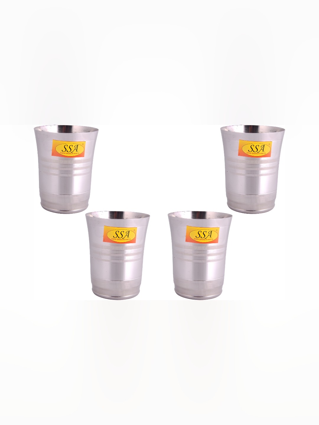 

Shivshakti Arts Steel 4 Pieces Easy to Clean Stainless Steel Water or Juice Glass 300 ml