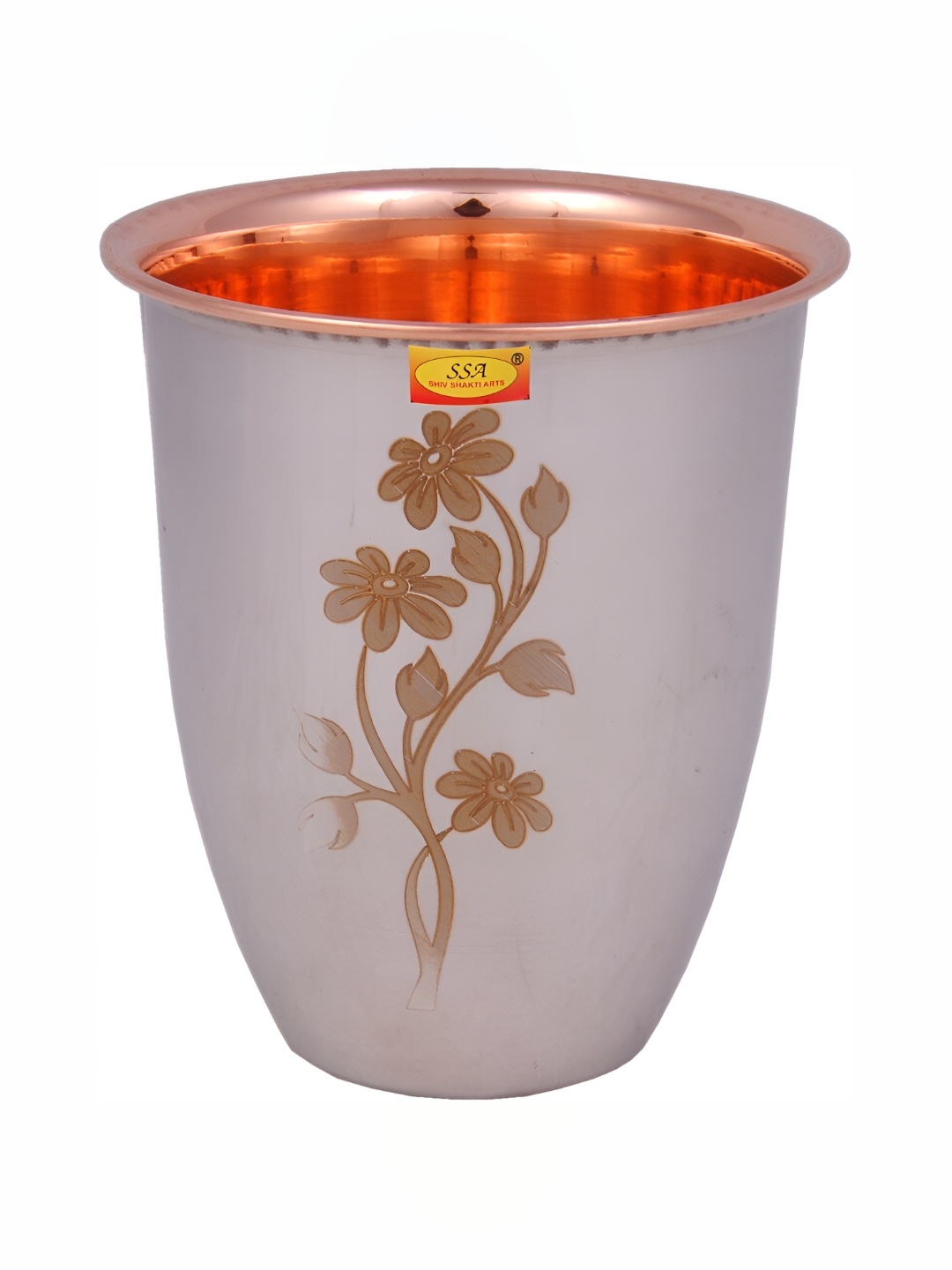 

Shivshakti Arts Silver-Toned Easy to Clean Copper Water or Juice Glass