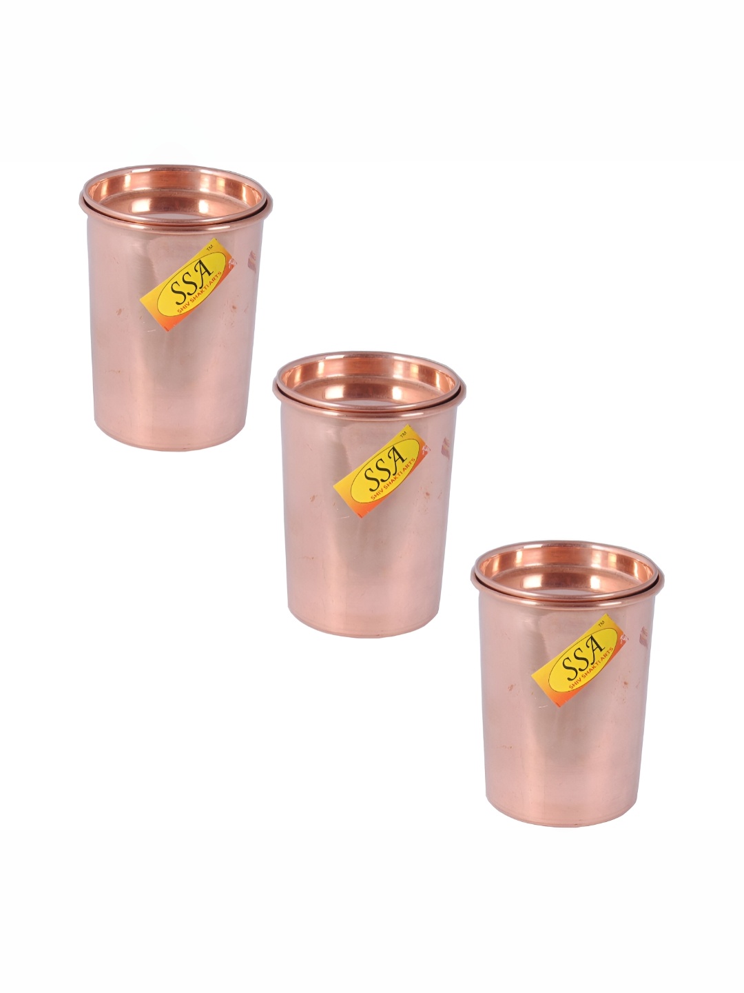 

Shivshakti Arts 3 Pieces Easy to Clean Copper Water Glass 300ml