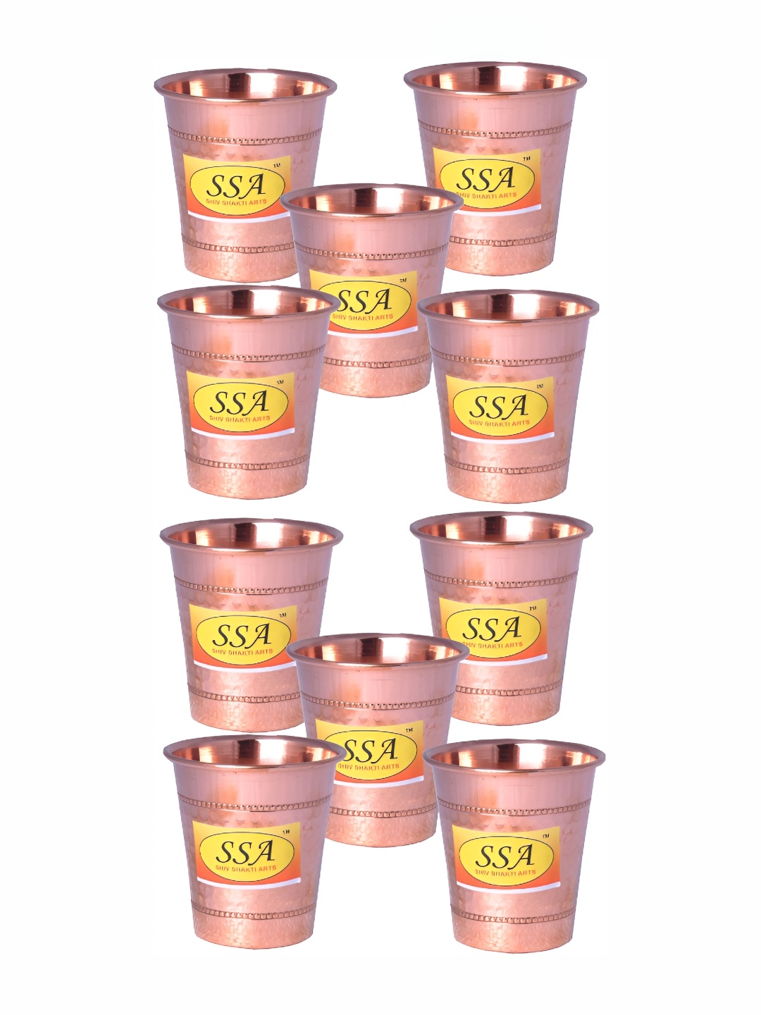 

Shivshakti Arts Brown 8 PiecesTextured Easy to Clean Copper Water Glasses 200 ml