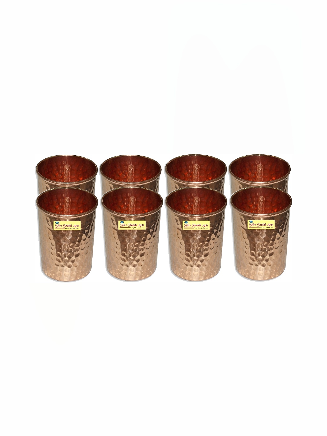 

Shivshakti Arts Copper Toned 8 Pieces Easy to Clean Copper Water or Juice Glass 250 ml