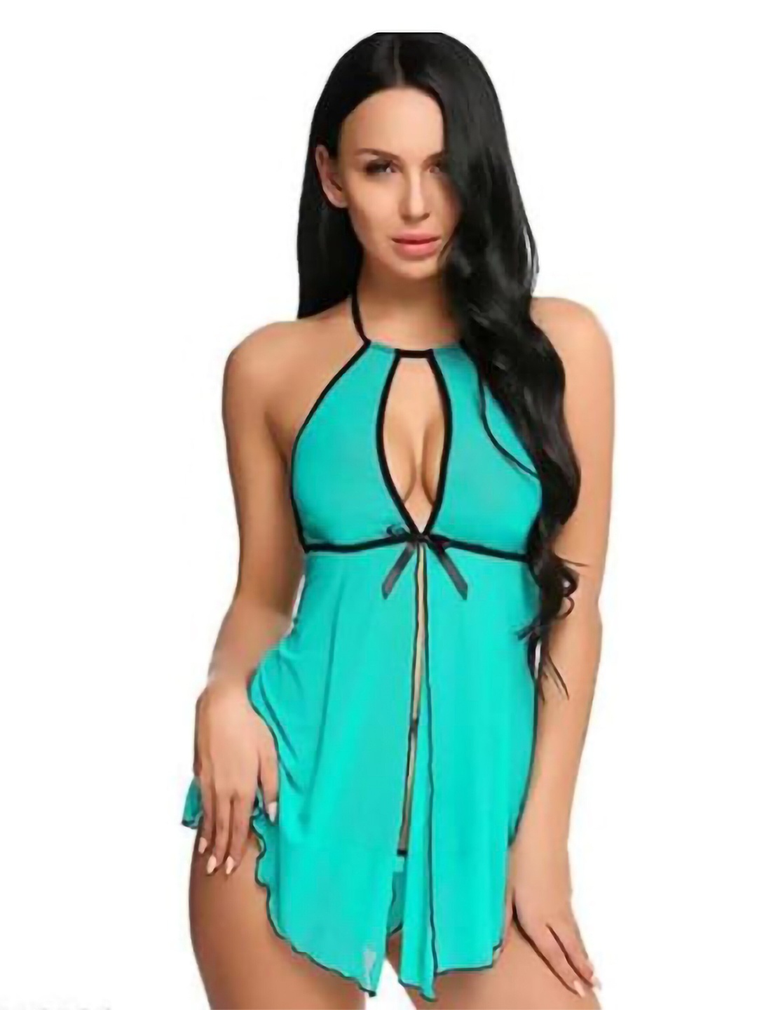 

PIBU Net Halter Neck Baby Doll with High-Low, Green