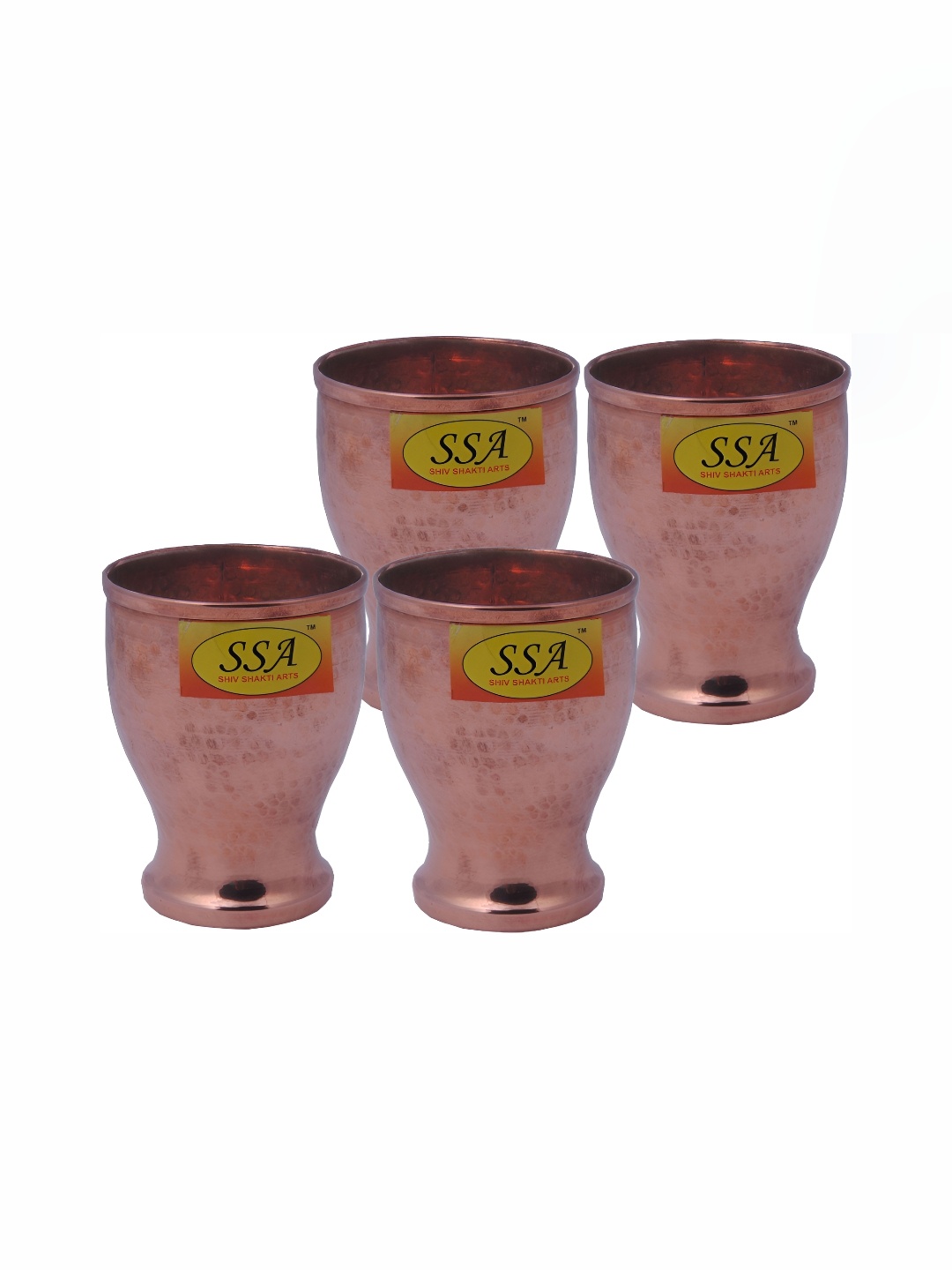 

Shivshakti Arts Brown 4 Pieces Easy to Clean Copper Water or Juice Glass 350ML