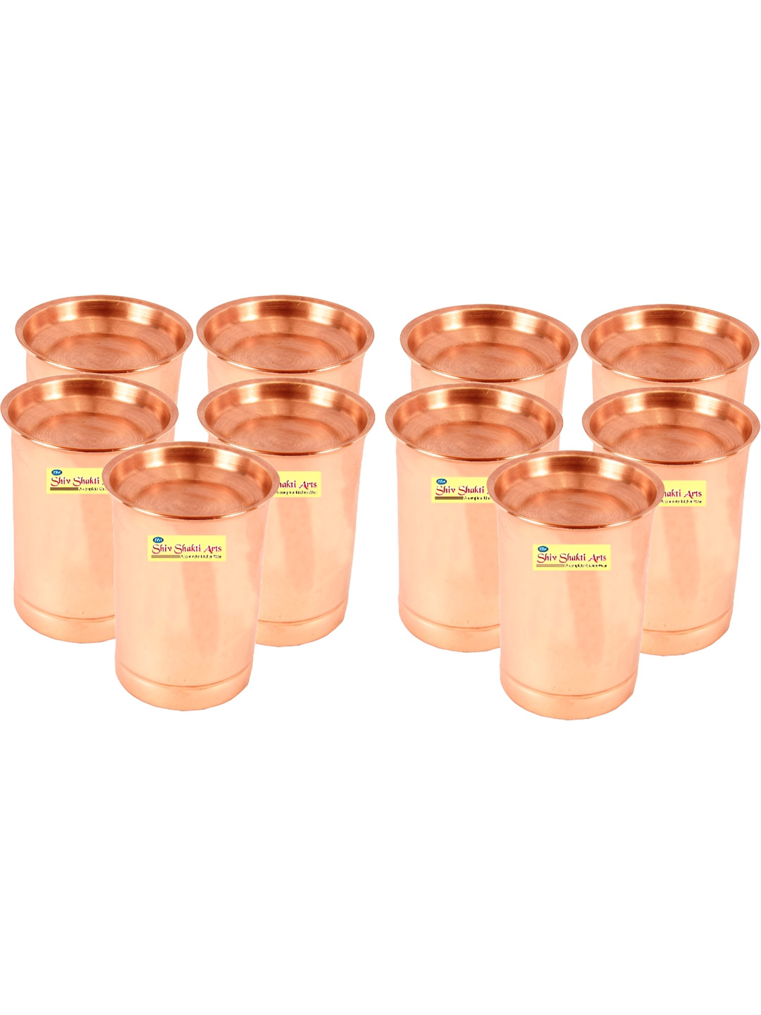 

Shivshakti Arts Brown 10 Pieces Copper Easy To Clean Water Glasses 300 ML