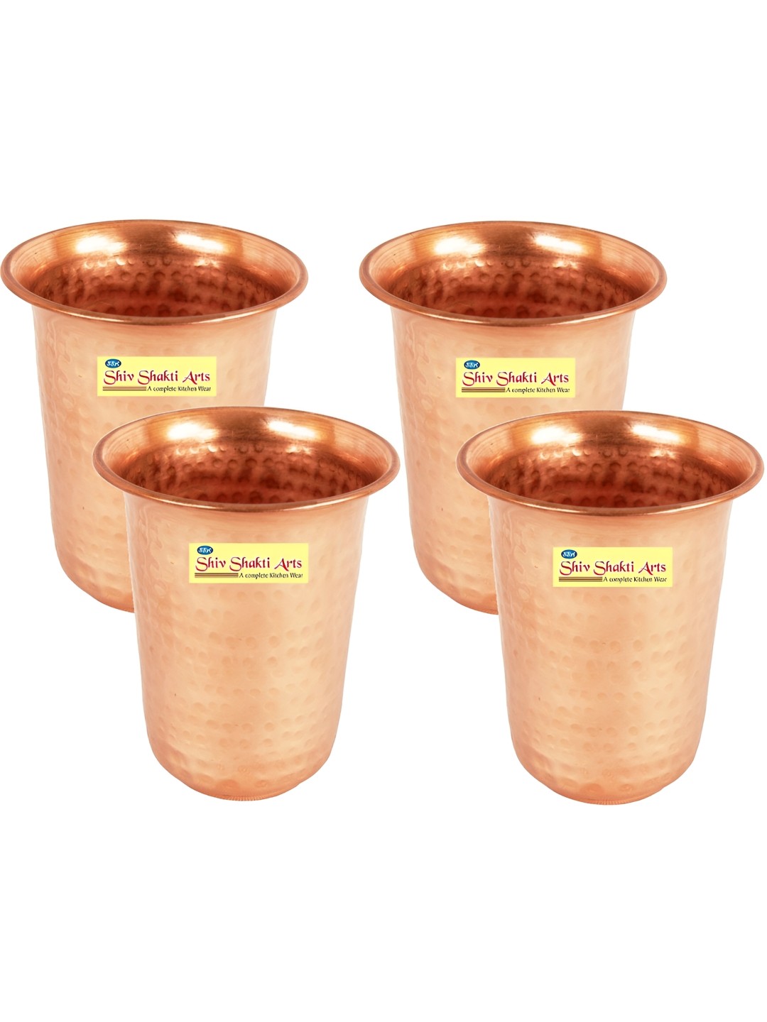 

Shivshakti Arts Brown 4 Pieces Copper Easy To Clean Water Glasses 300 ML