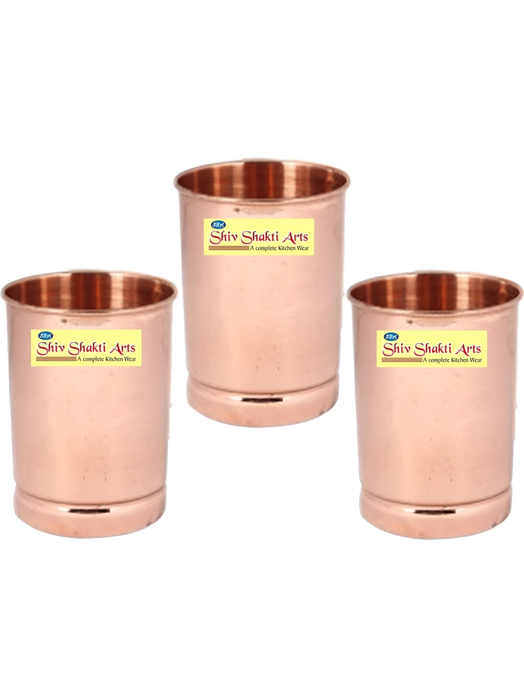 

Shivshakti Arts Brown 3 Pieces Copper Easy To Clean Water Glasses 350 ML