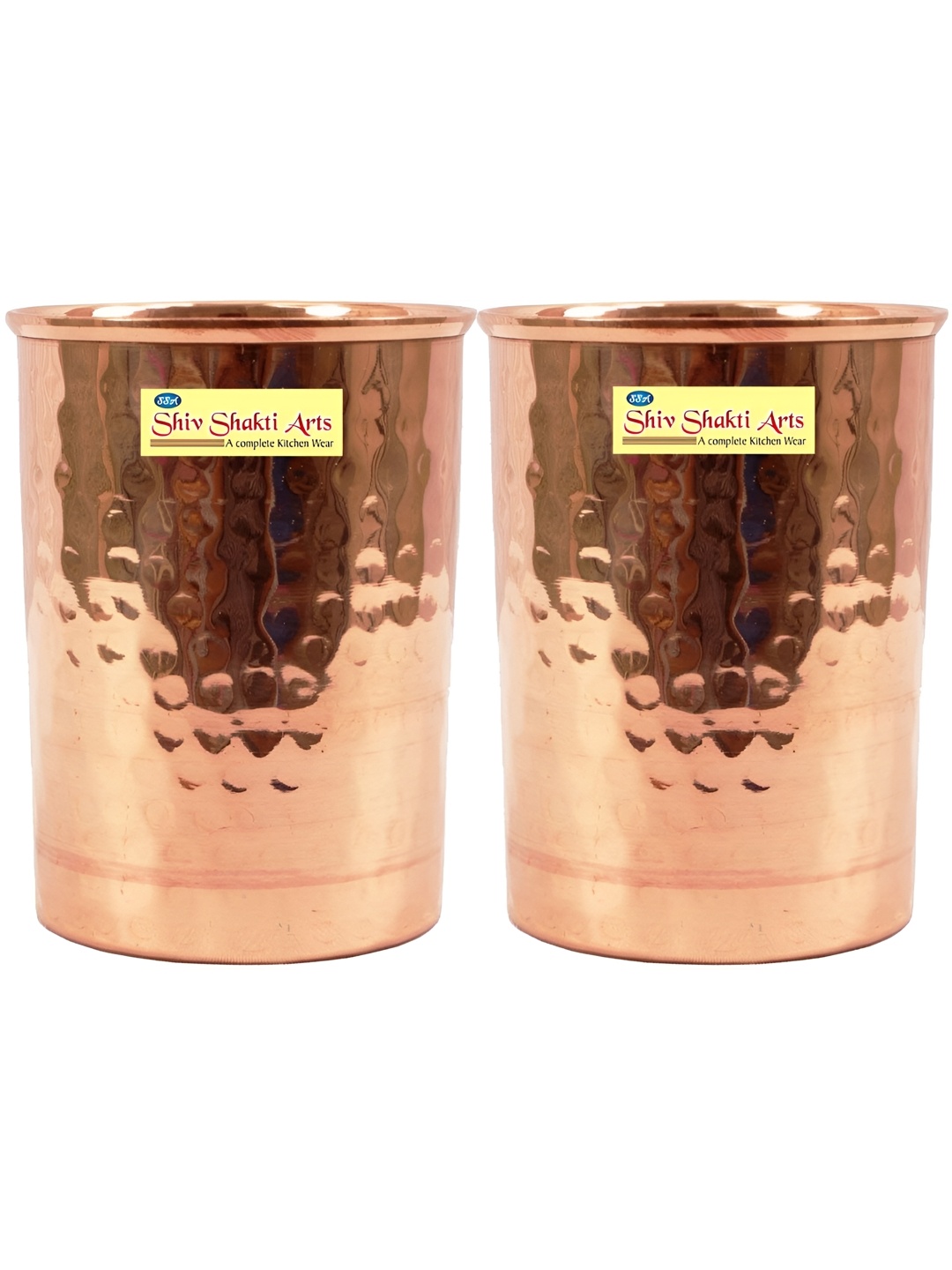 

Shivshakti Arts Brown 2 Pieces Copper Easy To Clean Water Glasses 380 ML