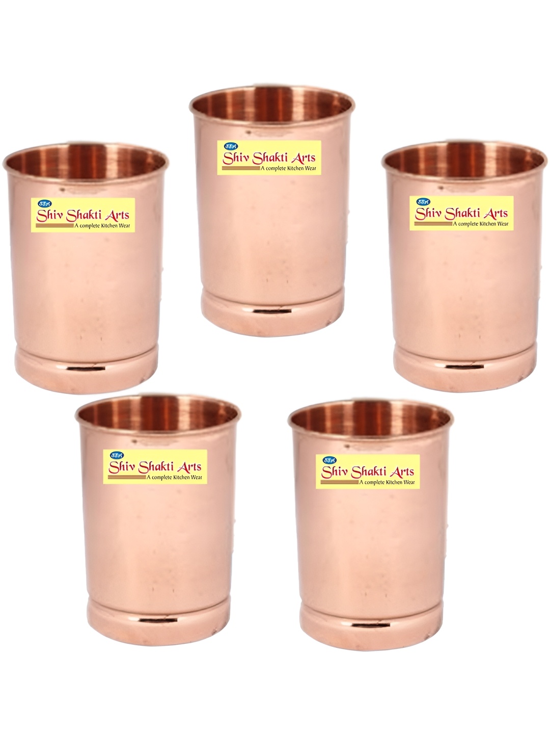 

Shivshakti Arts Brown 5 Pieces Copper Easy To Clean Water Glasses 350 ML