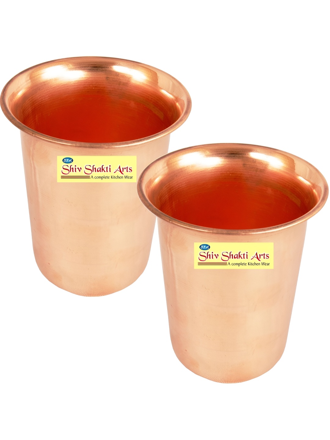

Shivshakti Arts 2 Pieces Easy to Clean Copper Water Glass 300ml