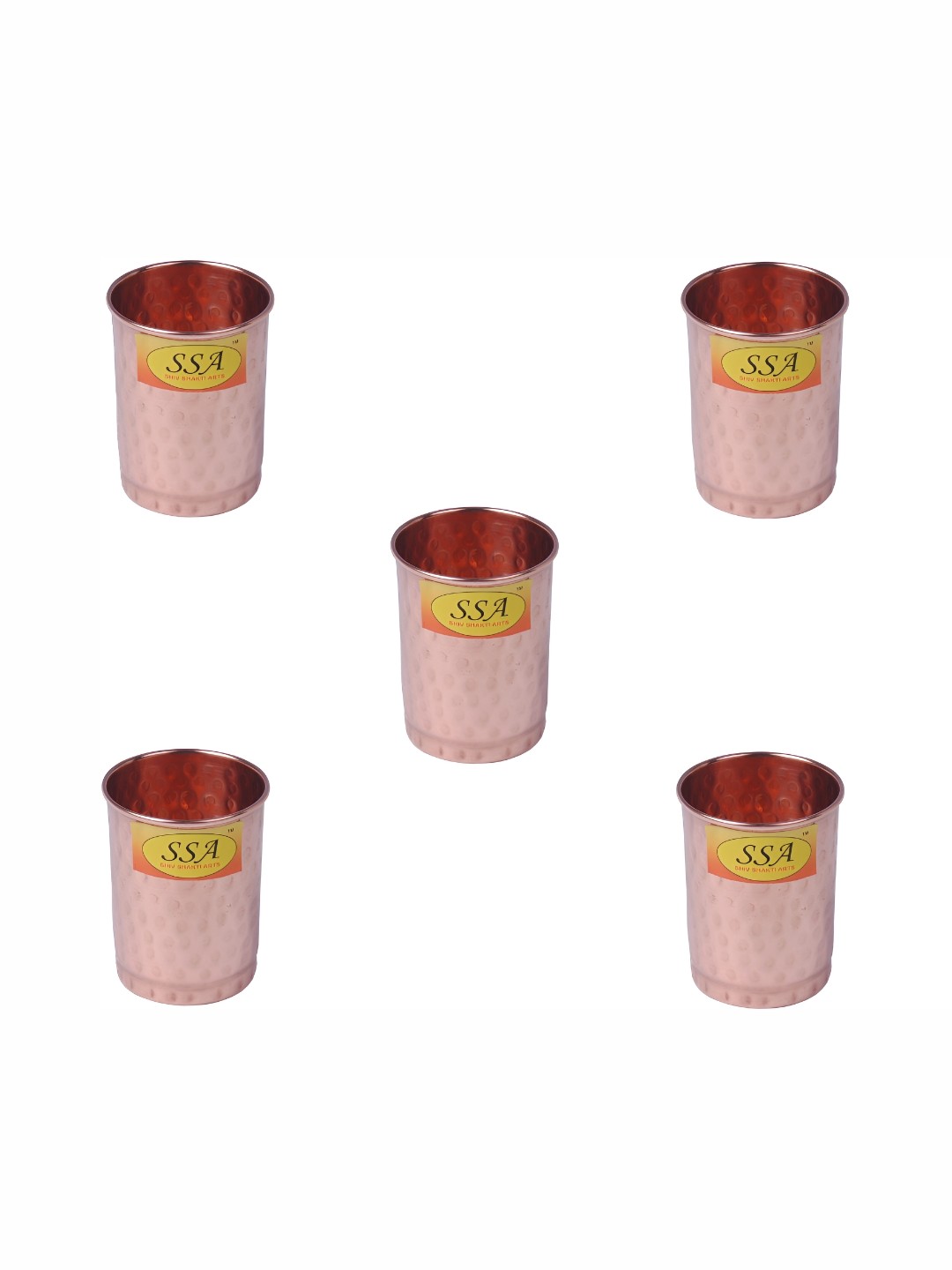 

Shivshakti Arts 5 Pieces Easy to Clean Copper Water Glass 280ml