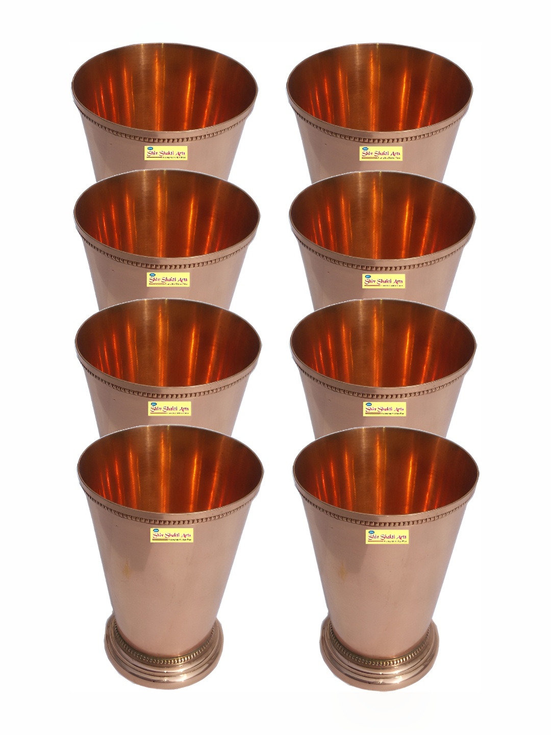 

Shivshakti Arts Brown 8 Pieces Copper Easy To Clean Water Glasses 300 ML