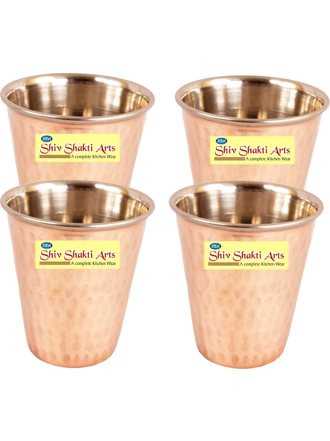 

Shivshakti Arts 4 Pieces Easy to Clean Copper Water Glass 300ml