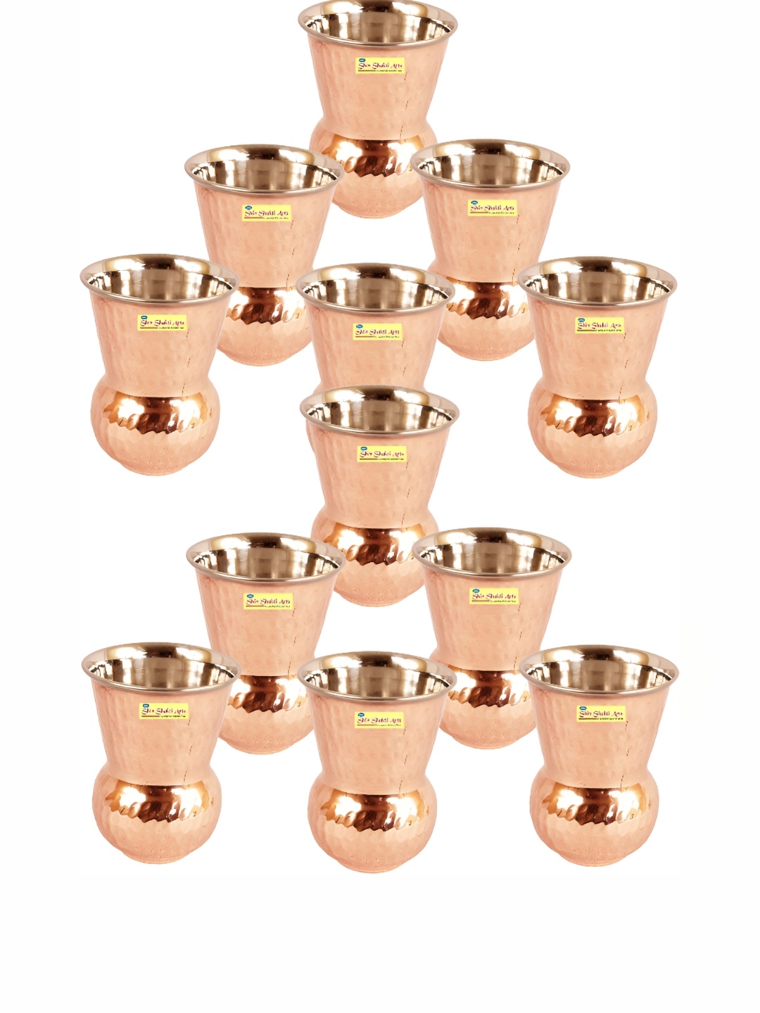 

Shivshakti Arts Brown 12 Pieces Copper Easy To Clean Water Glasses 350 ML