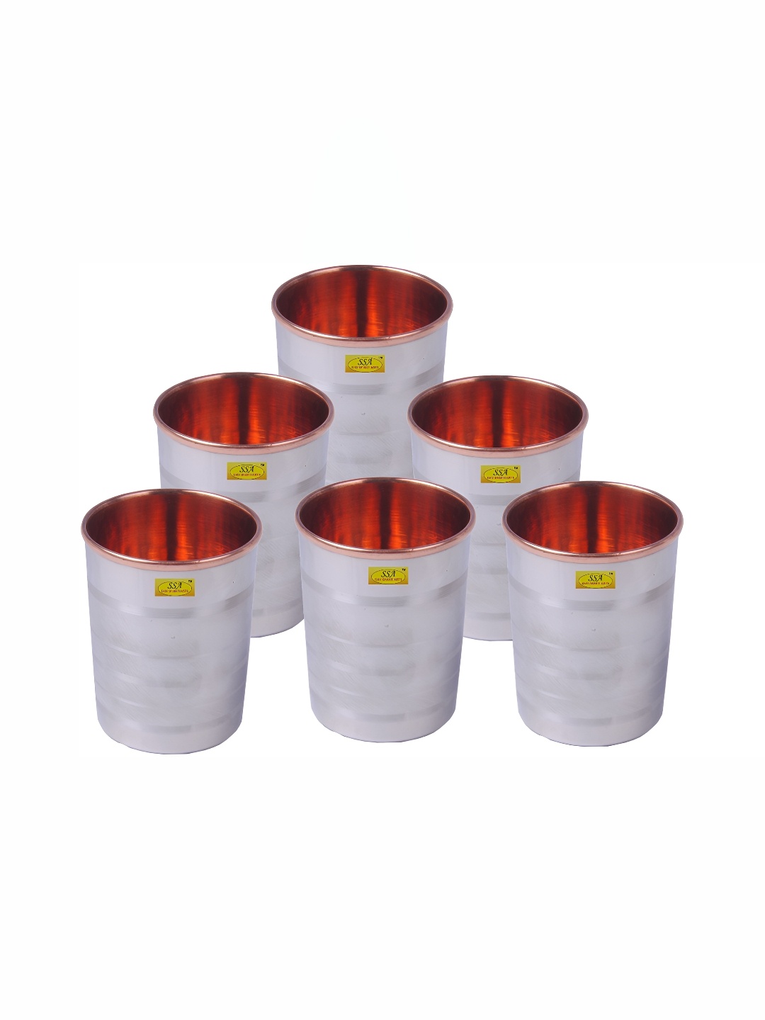 

Shivshakti Arts Grey 6 Pieces Easy to Clean Copper Water or Juice Glass 250ml
