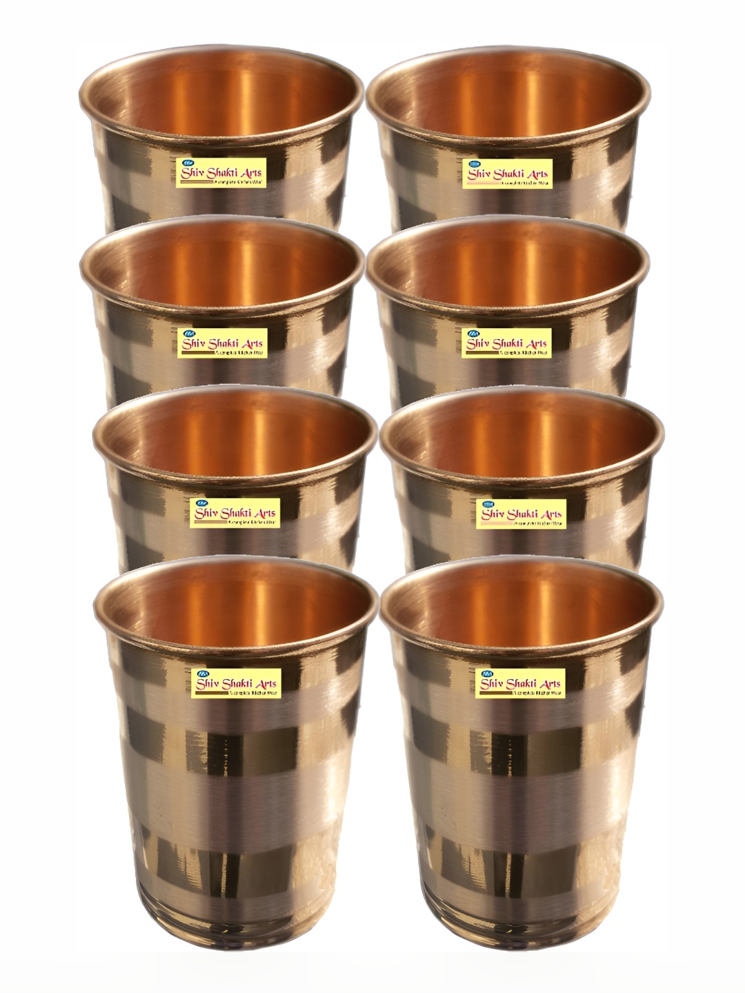 

Shivshakti Arts Brown 8 Pieces Brass Easy To Clean Water Glasses 200 ML