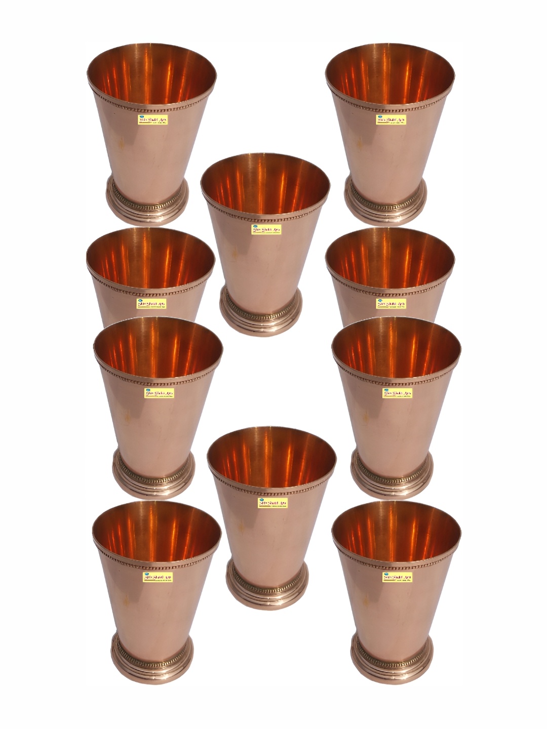 

Shivshakti Arts Brown 10 Pieces Textured Copper Easy To Clean Water Glass 300 ml