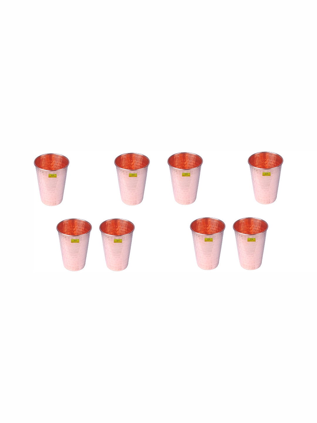 

Shivshakti Arts Brown 8 Pieces Textured Copper Easy To Clean Water Glass 300 ml