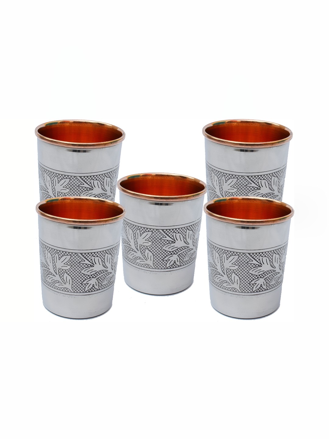 

Shivshakti Arts Steel 5 Pieces Easy to Clean Copper Water Glass 250ml