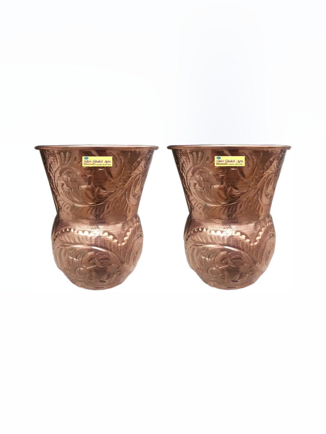 

Shivshakti Arts Brown 2 Pieces Textured Copper Easy To Clean Water Glass 300 ml