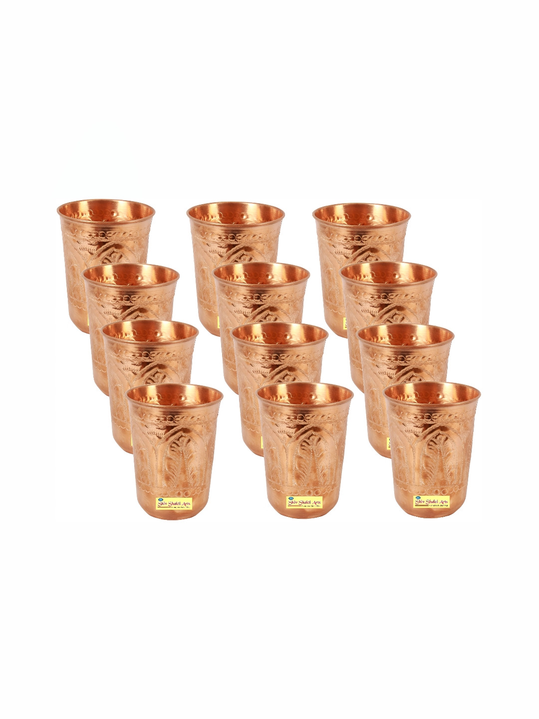 

Shivshakti Arts Brown 12 Pieces Textured Copper Water Glass 350 Ml