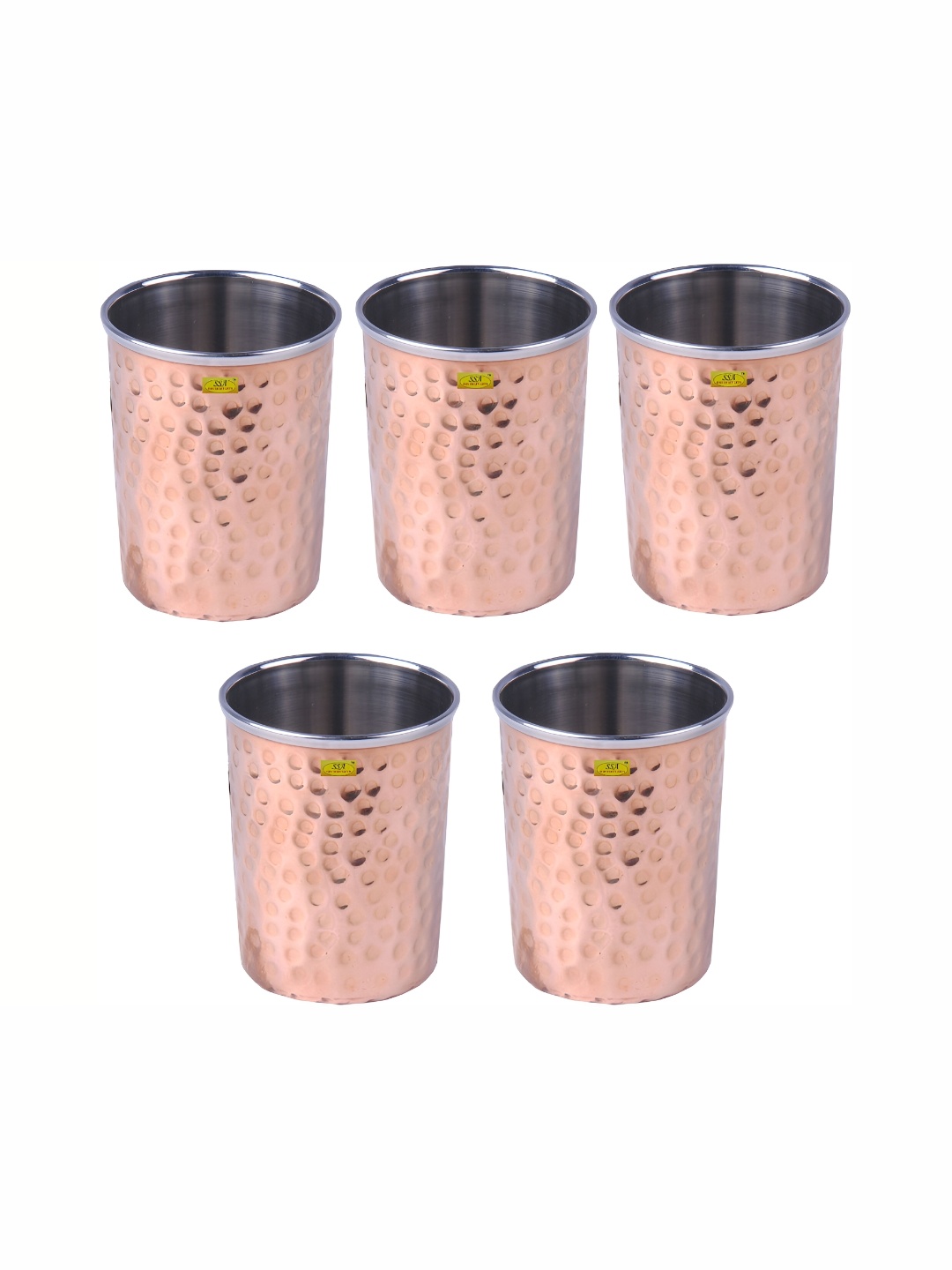 

Shivshakti Arts Brown 5 Pieces Copper Easy To Clean Water Glasses 300 ML