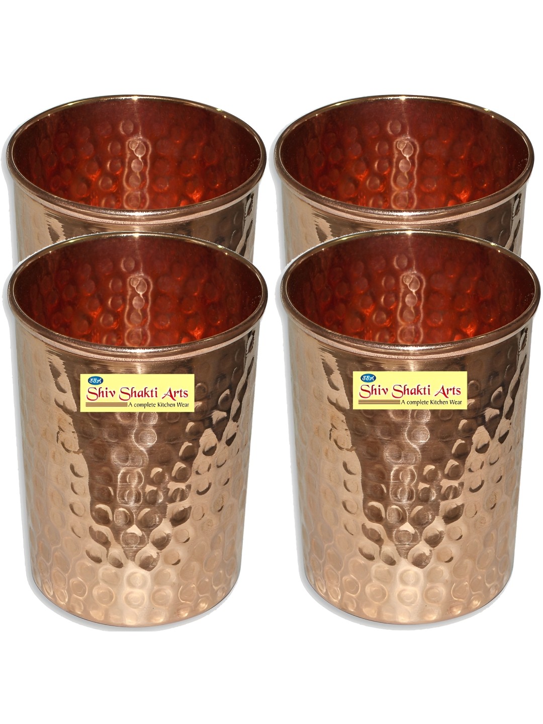 

Shivshakti Arts Copper Toned 4 Pieces Easy to Clean Copper Water Glass 250 ML Each