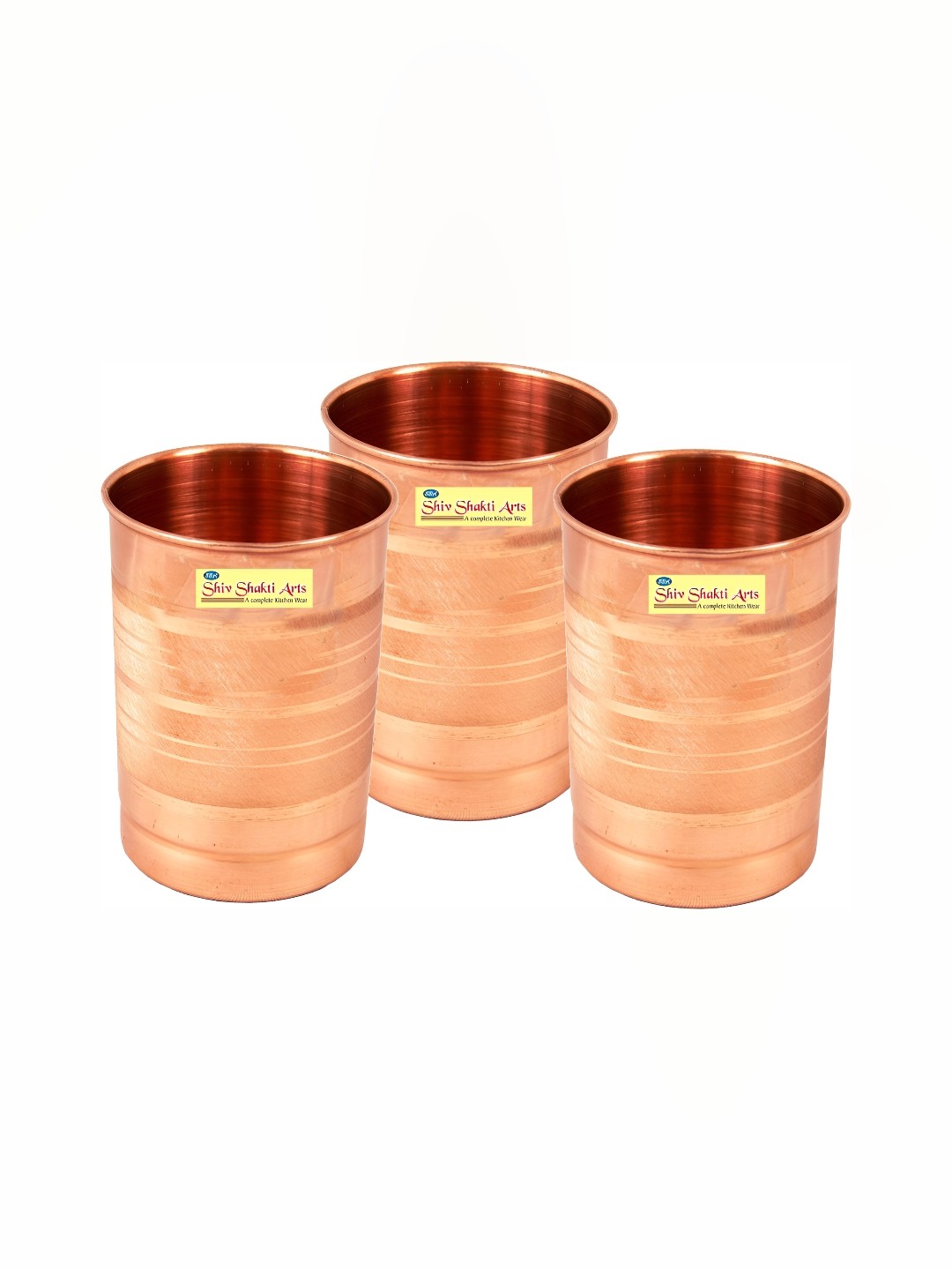 

Shivshakti Arts Brown 3 Pieces Easy to Clean Copper Water or Juice Glass