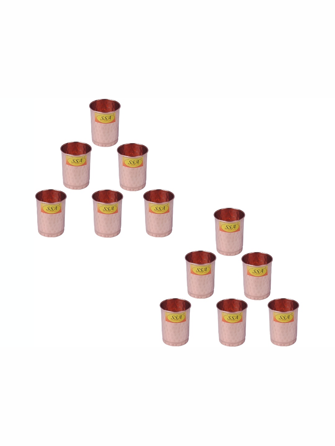

Shivshakti Arts Brown 12 Pieces Easy to Clean Copper Water or Juice Glass 280ml