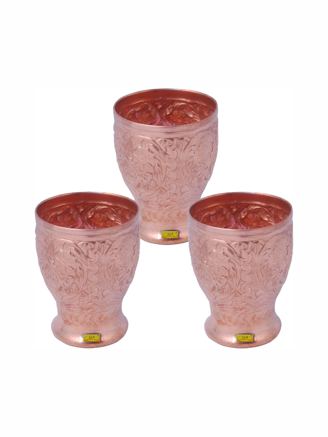 

Shivshakti Arts 3 Pieces Easy to Clean Copper Water Glass 350ml