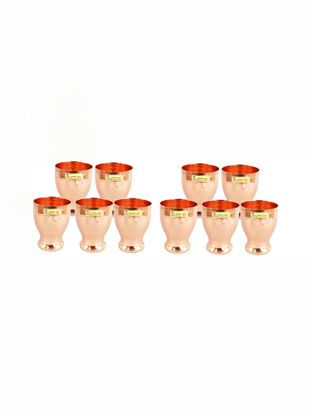 

Shivshakti Arts Brown 10 Pieces Copper Easy To Clean Water Glasses 350 ML