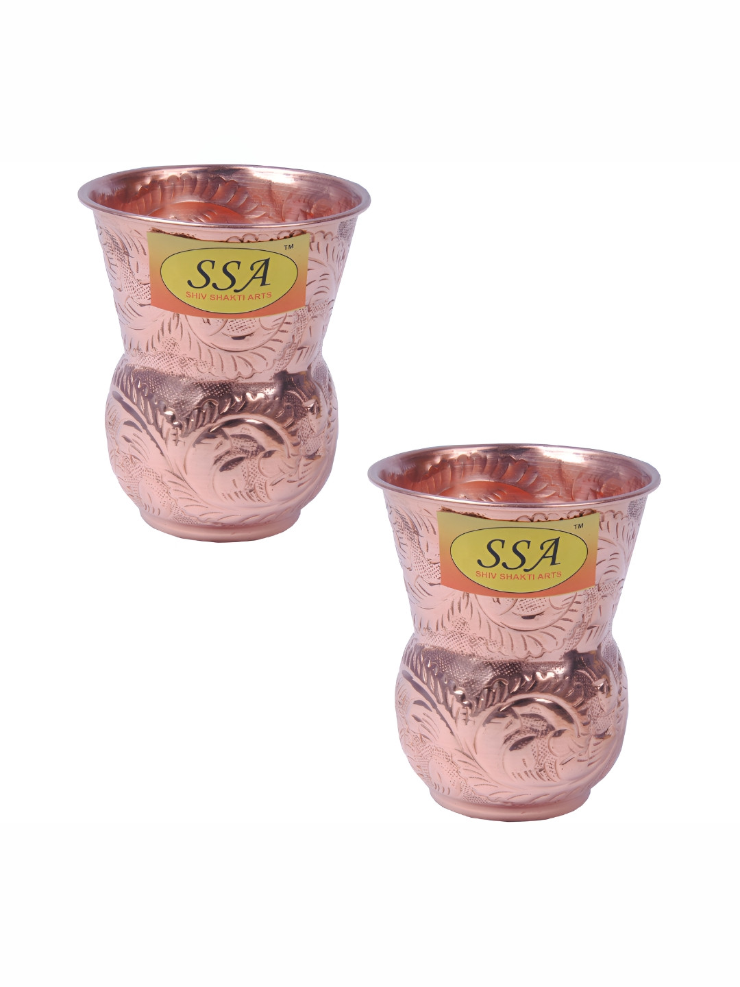 

Shivshakti Arts Brown 2 Pieces Copper Easy To Clean Water Glasses 125 ML