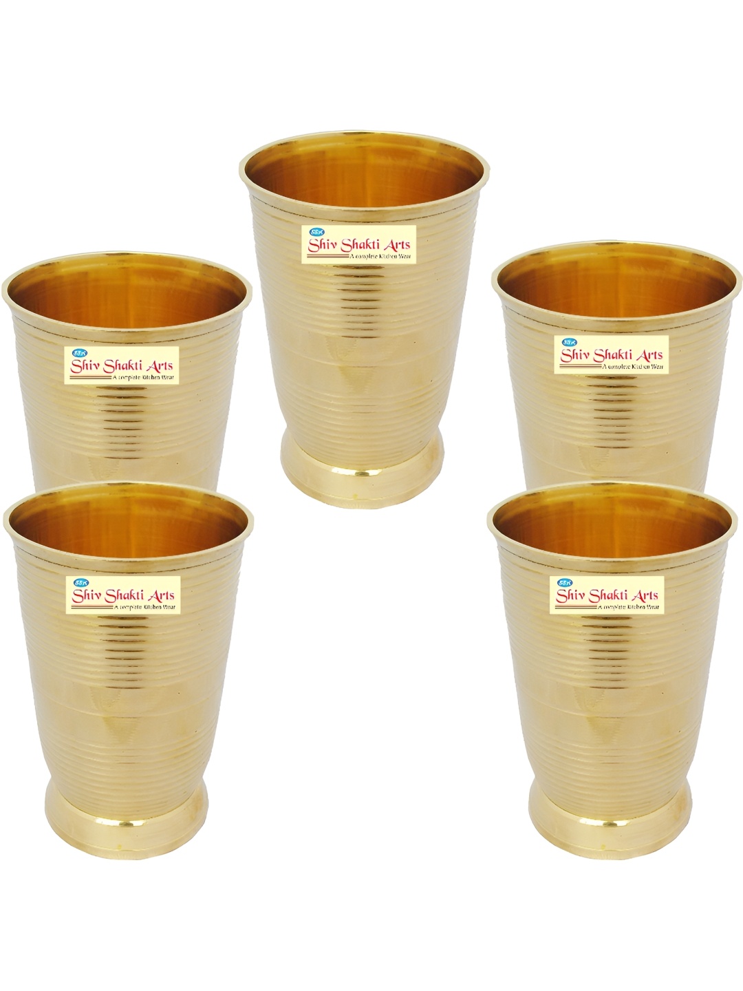 

Shivshakti Arts Yellow 5 Pieces Easy to Clean Brass Water or Juice Glass