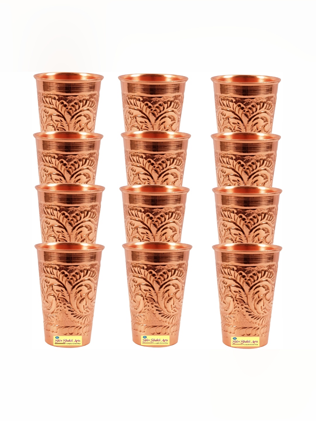 

Shivshakti Arts 12 Pieces Easy to Clean Copper Water Glass 525ml