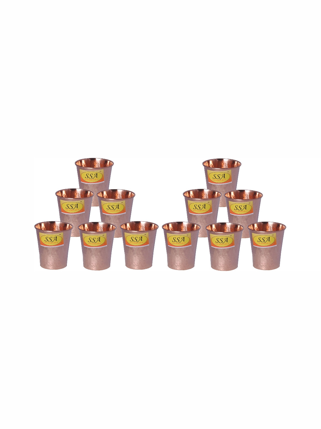 

Shivshakti Arts Brown 12 Pieces Easy to Clean Copper Water Glass 200ml