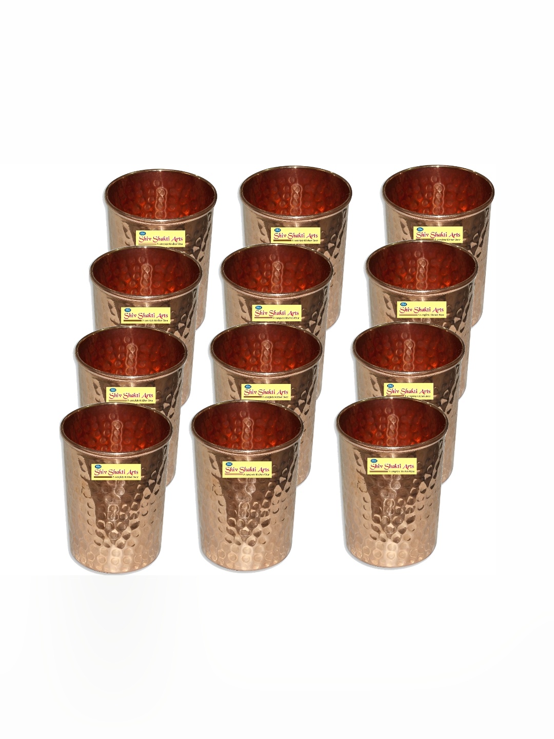

Shivshakti Arts Brown 12 Pieces Textured Copper Water Glass 400 Ml