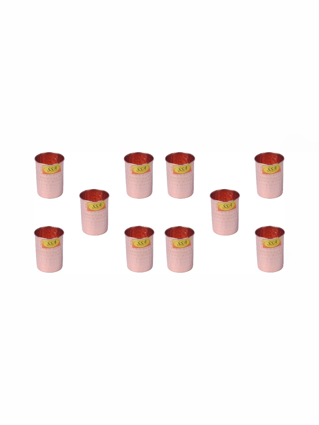 

Shivshakti Arts Brown 10 Pieces Copper Easy To Clean Water Glasses 300 ML