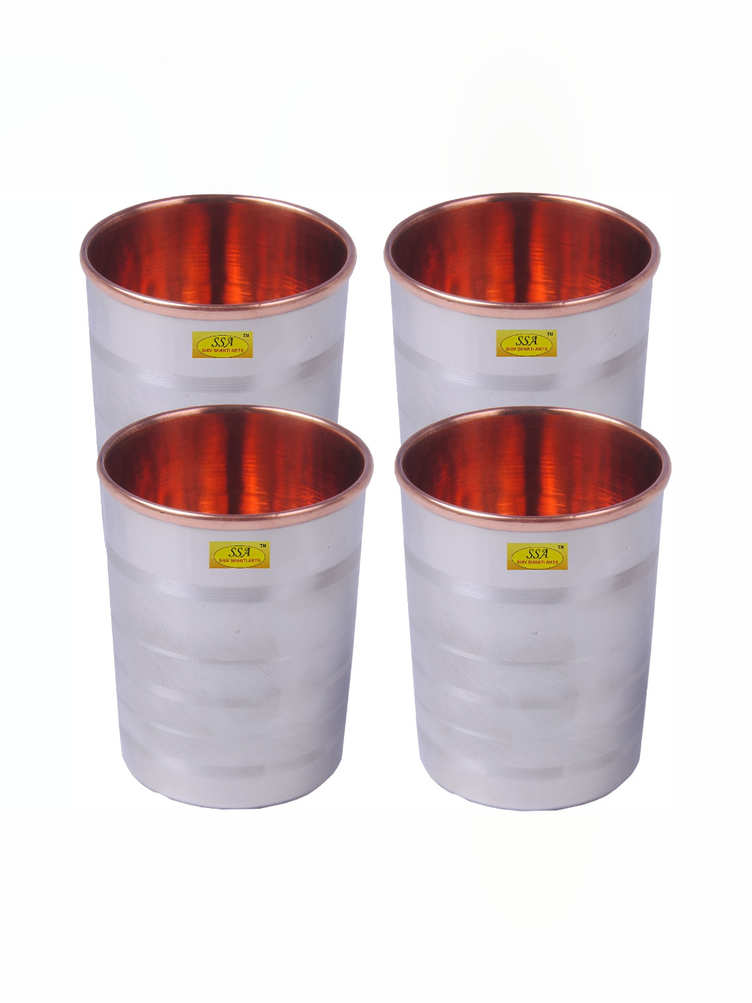 

Shivshakti Arts Brown 4 Pieces Textured Copper Easy To Clean Water Glass 250 ml