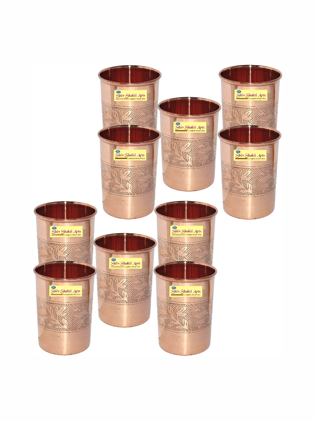 

Shivshakti Arts Brown 8 Pieces Easy to Clean Copper Water or Juice Glass