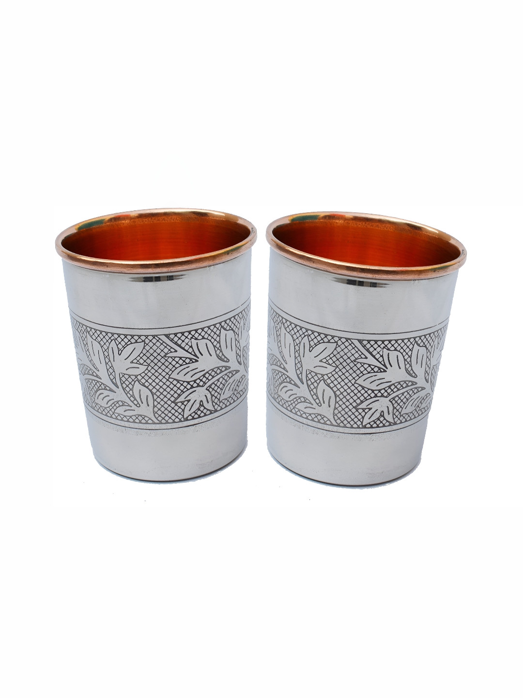 

Shivshakti Arts Silver toned 2 Pieces Easy to Clean Copper Water or Juice Glass 250ml