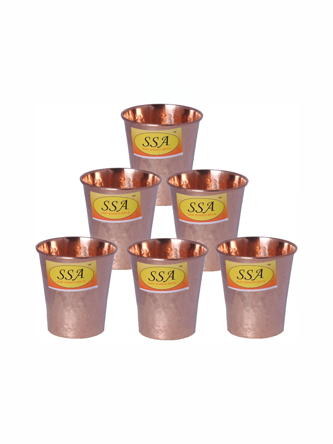 

Shivshakti Arts Brown 6 Pieces Copper Easy To Clean Water Glasses 200 ML