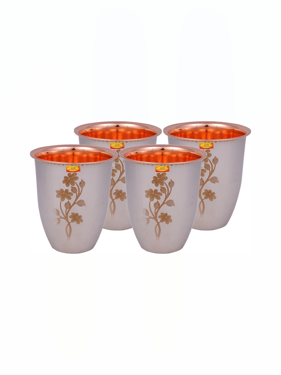 

Shivshakti Arts Silver-Toned 4 Pieces Easy to Clean Copper Water Glass 250ml