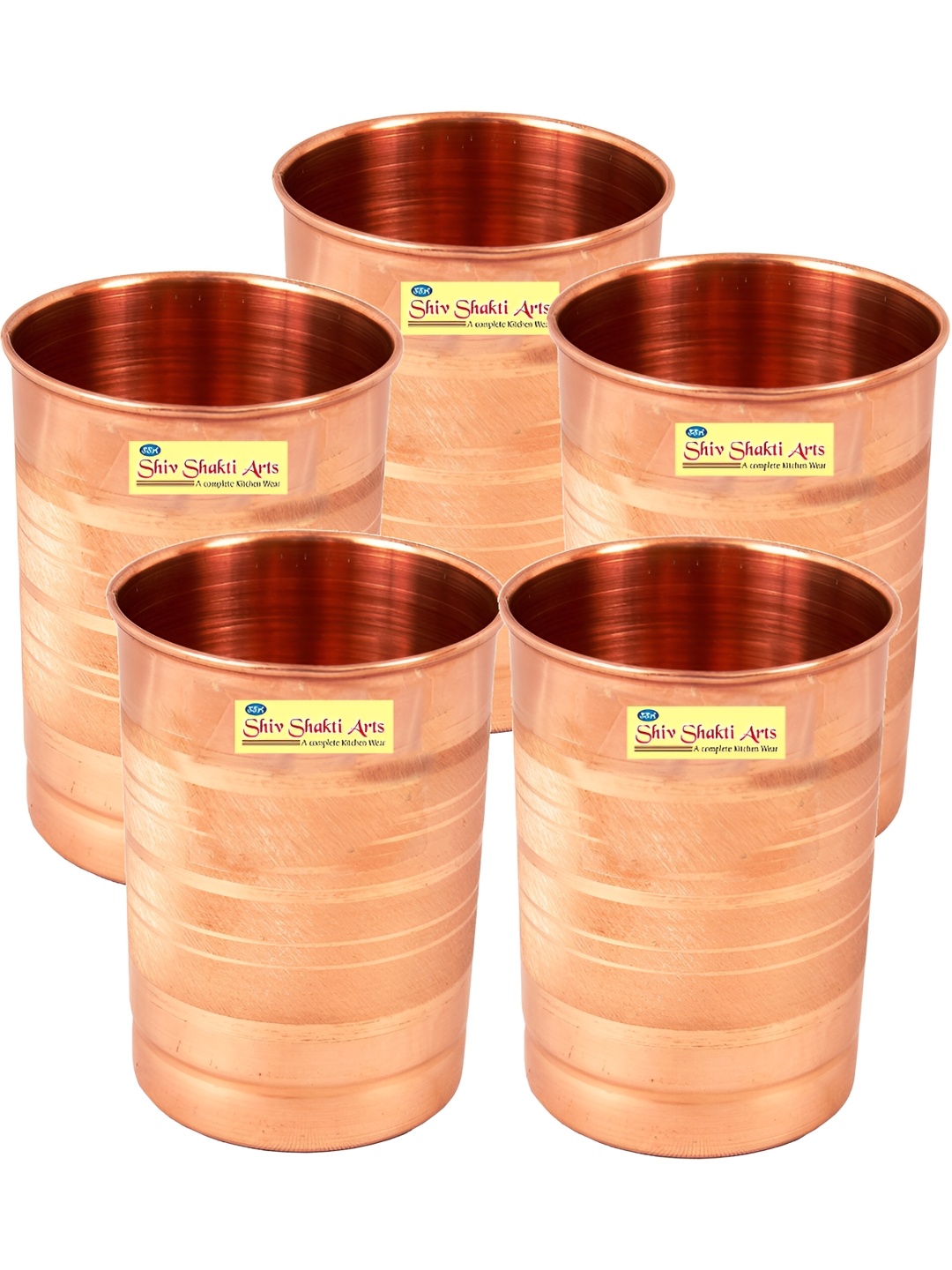 

Shivshakti Arts Brown 5 Pieces Textured Copper Water Glass 300 Ml